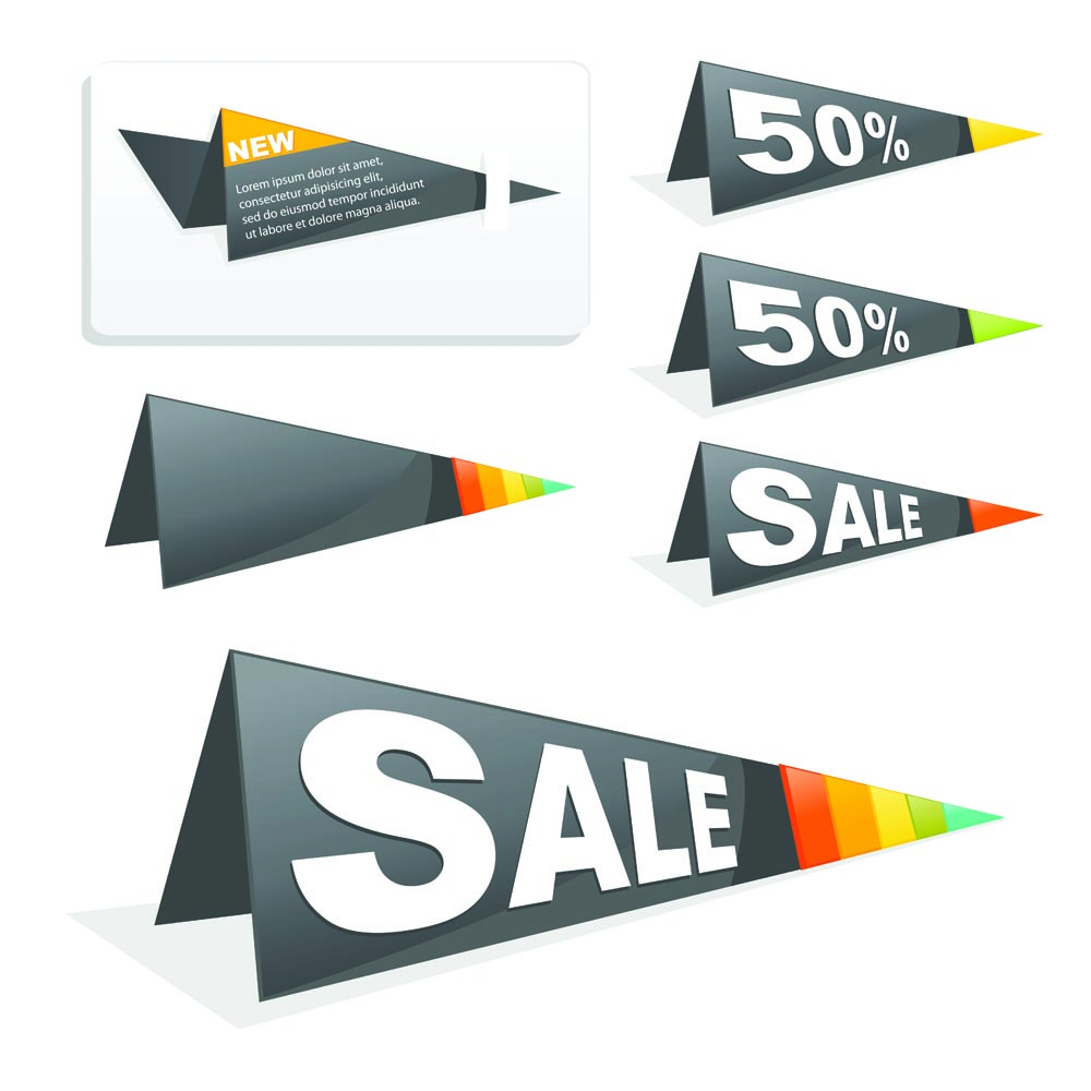 sale signs templates modern 3d origami triangles