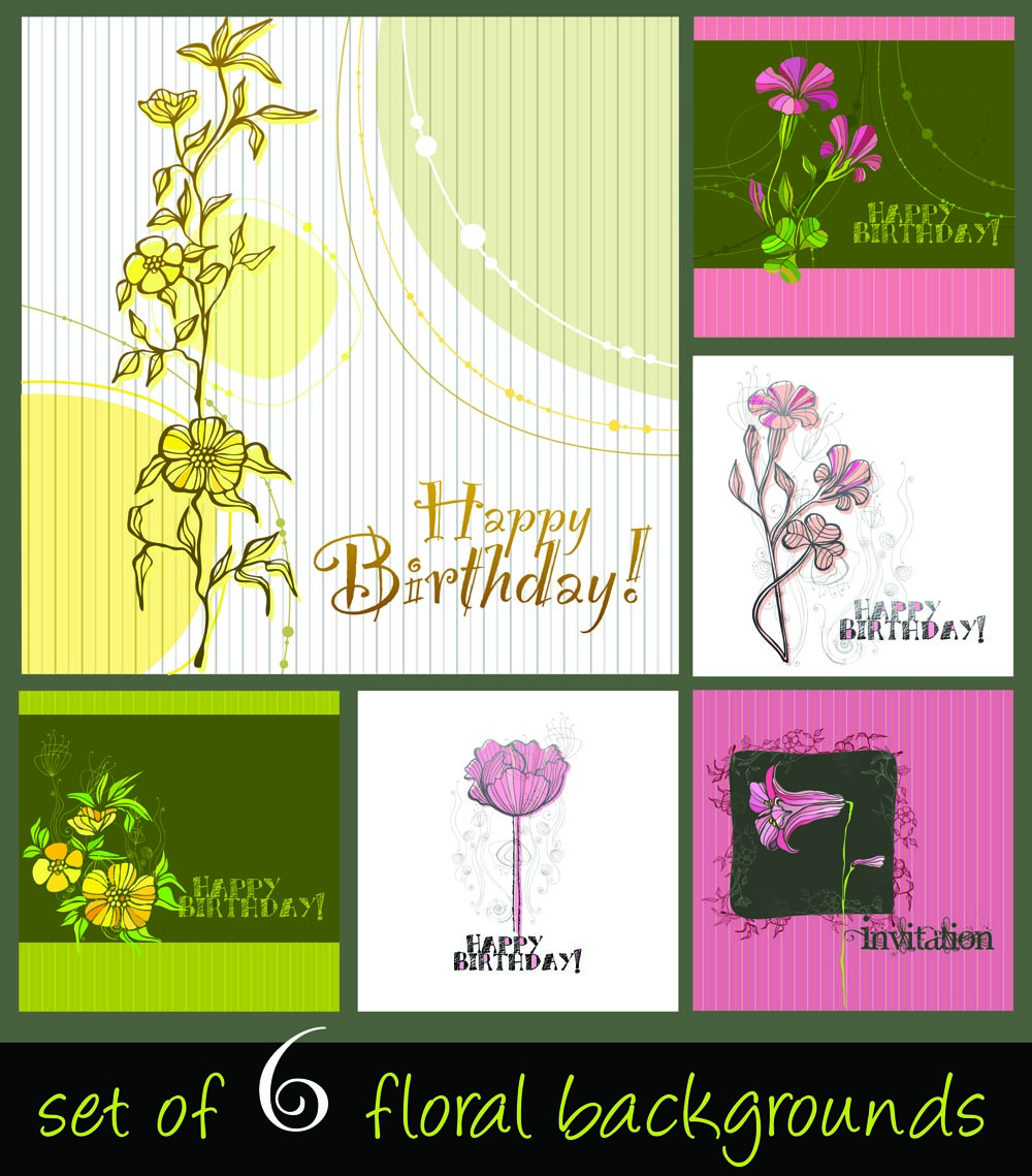 birthday card backgrounds colored classical flower decor