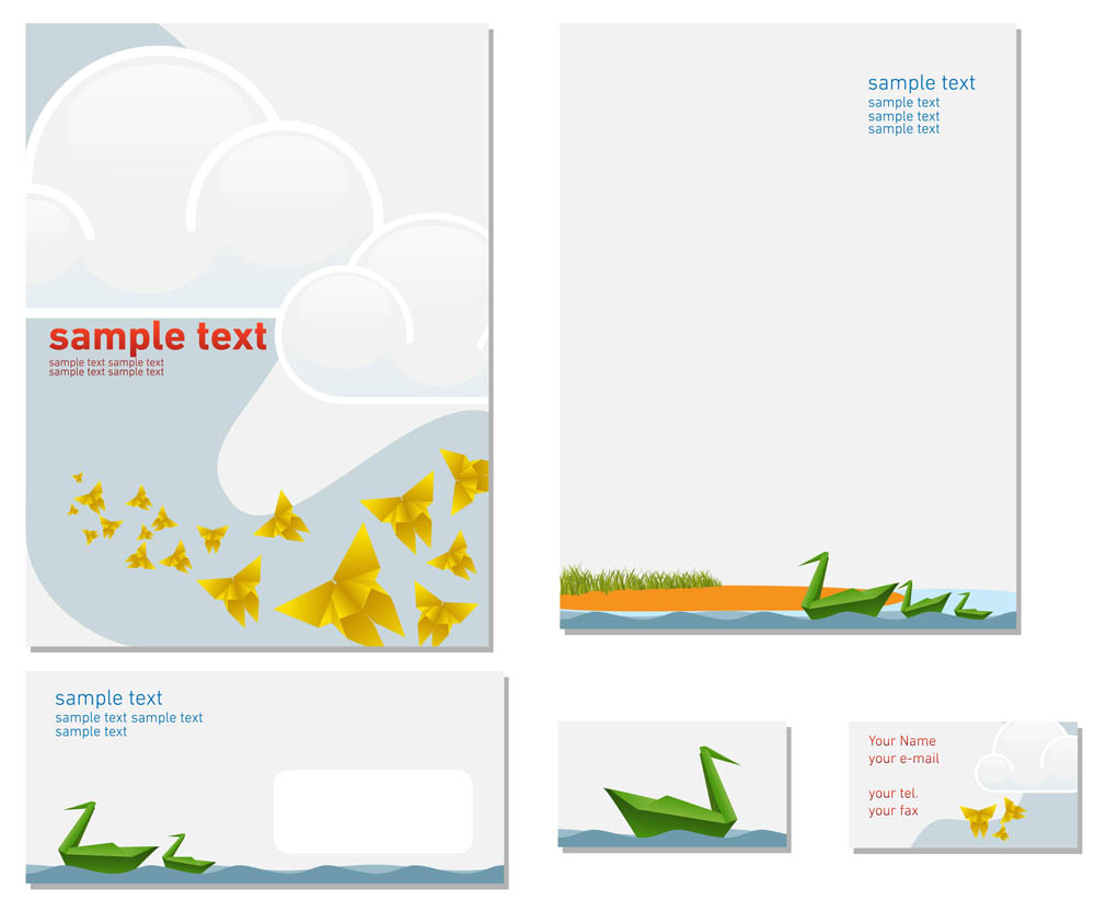 brochure card templates species origami sketch bright modern