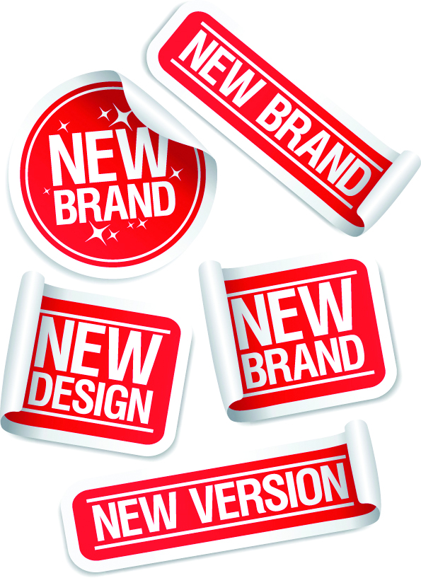 product stickers templates shiny modern red white shapes