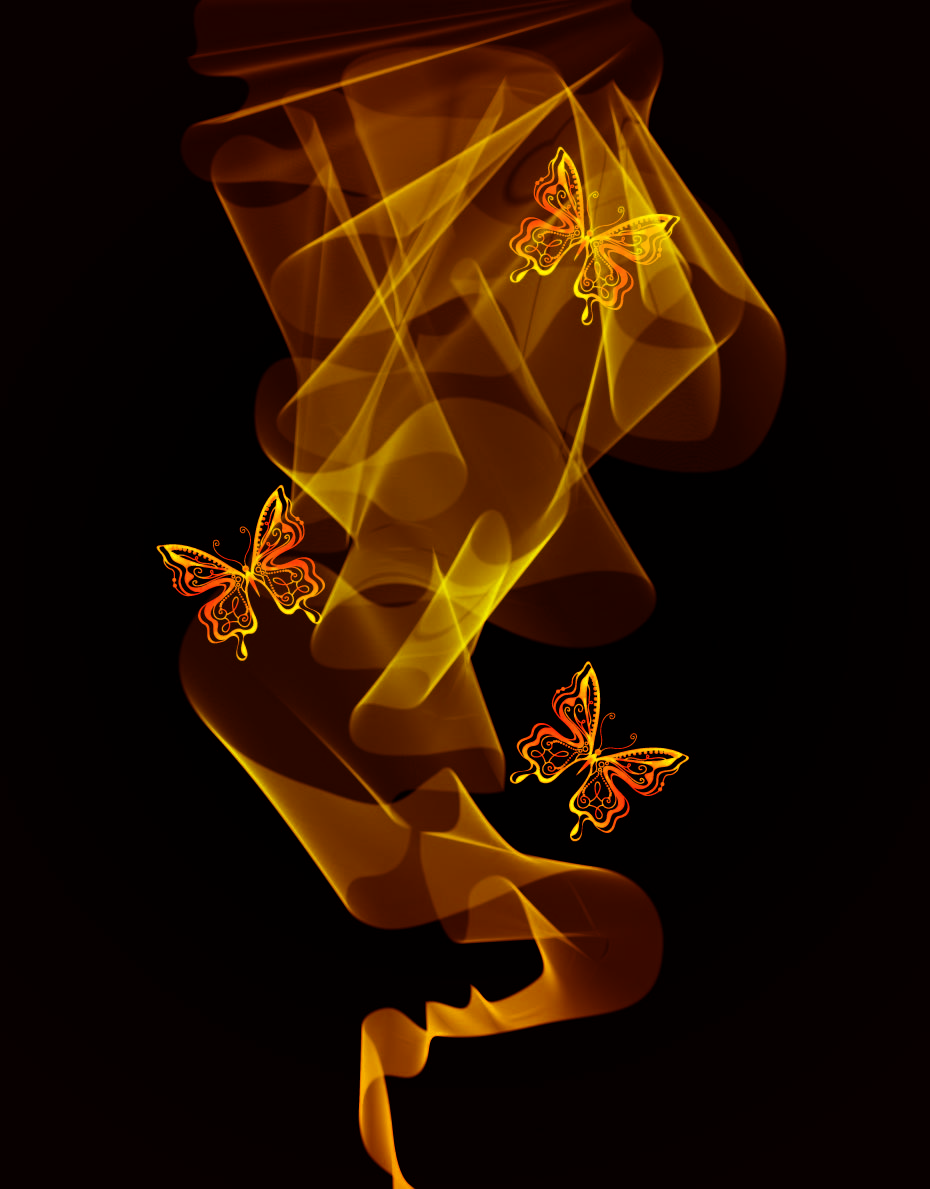 decorative background shiny dark golden butterflies blurred motion