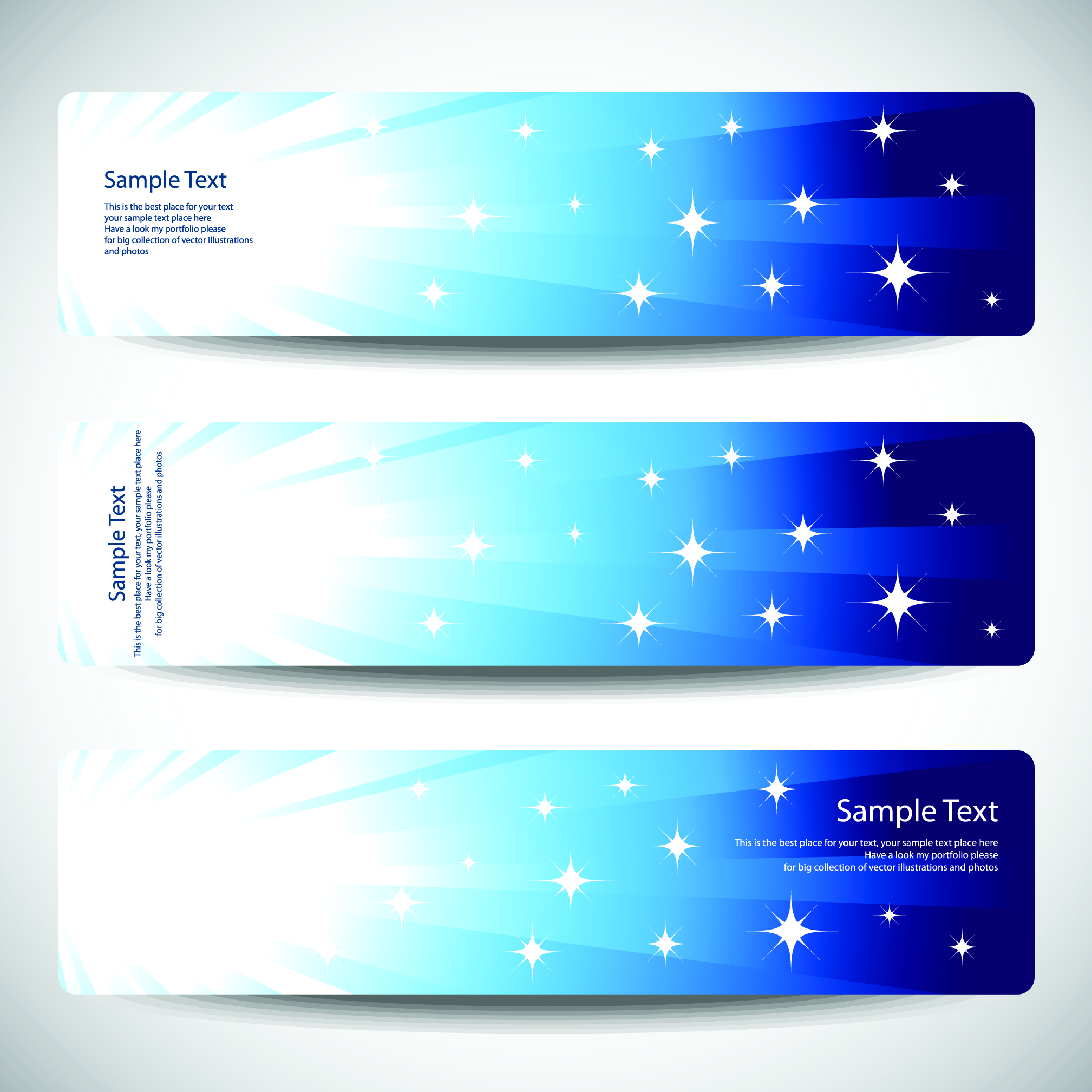 decorative banner templates sparkling stars sketch modern horizontal