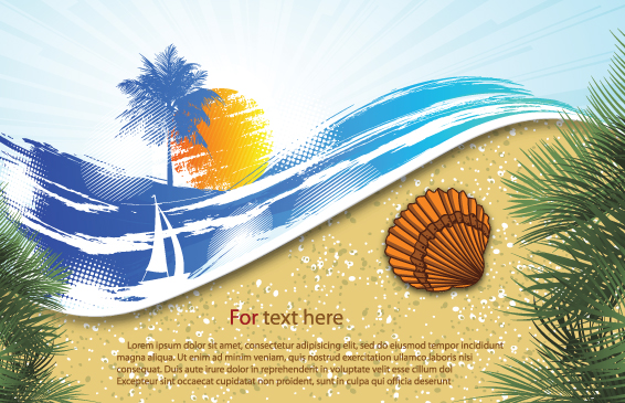 sea banner template bright colorful flat handdrawn sketch