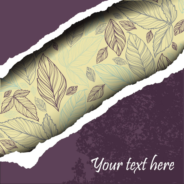 torn paper background classic handdrawn leaves decor