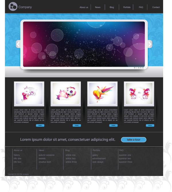 website template modern bokeh decor contrast design