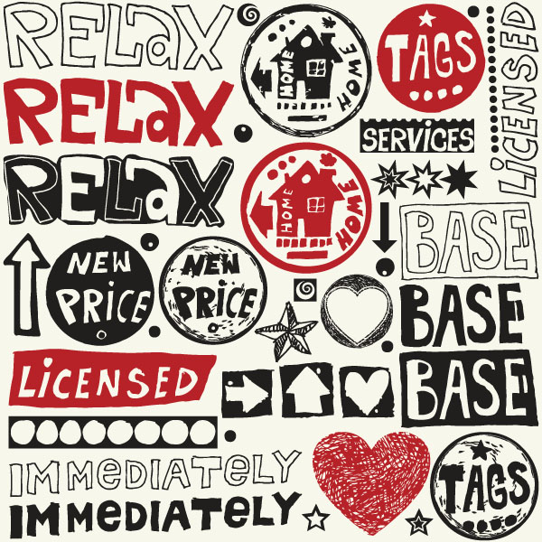 message templates collection retro handdrawn flat sketch