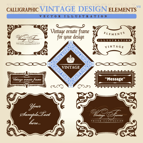 frame decorative elements collection elegant european symmetry