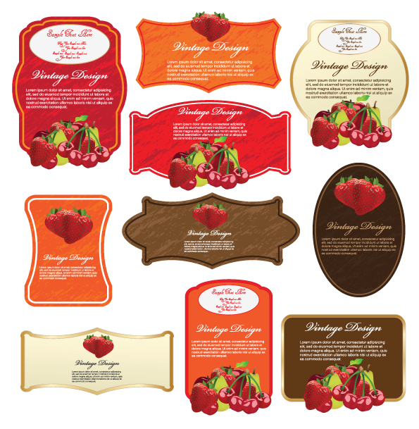 fruits labels templates modern colorful decor