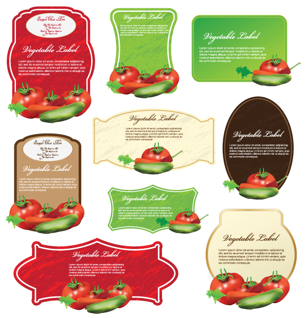 vegetables labels templates modern colorful decor