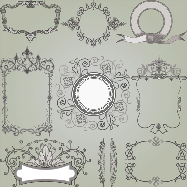 document decorative elements elegant retro european symmetric shapes