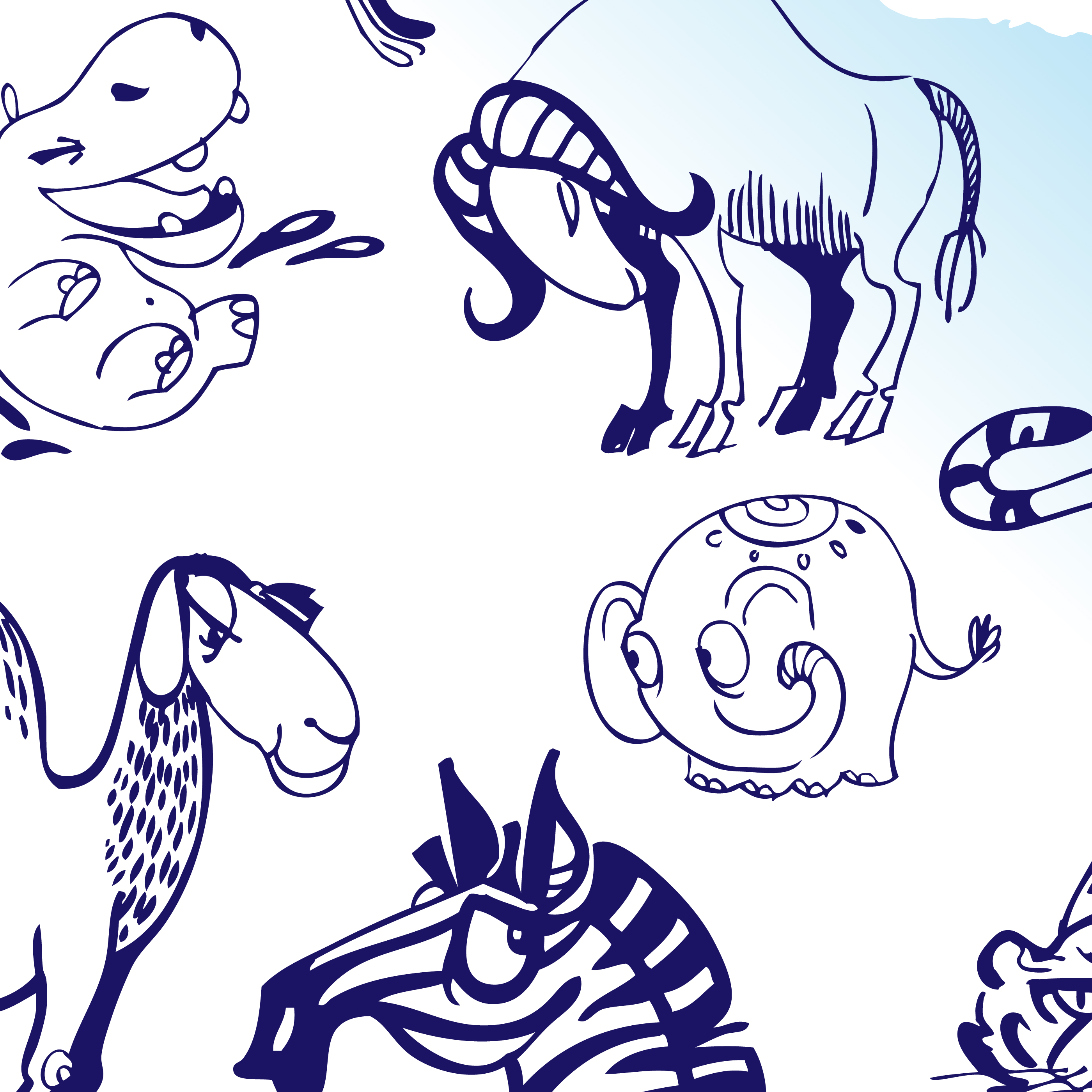 animals icons flat handdrawn sketch