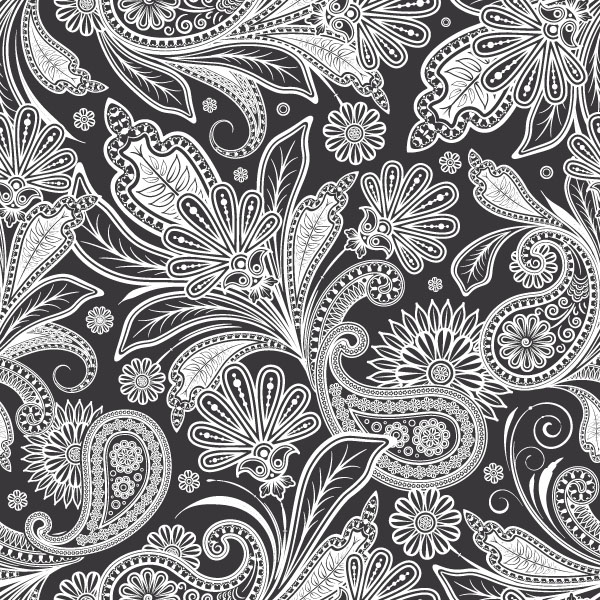 decorative pattern classical black white ethnic leaves mandala