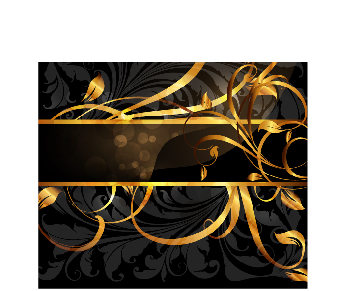 decorative background luxury golden curved leaves dark elegance