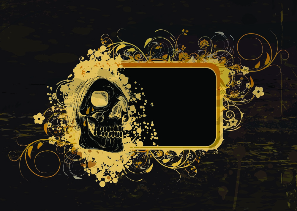 decorative background skull sketch retro design