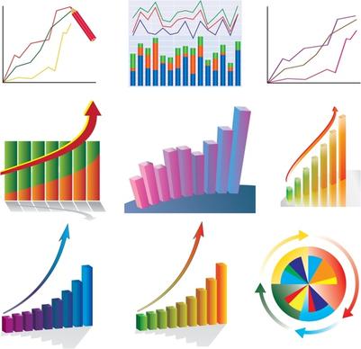 business chart templats colorful modern flat 3d shapes