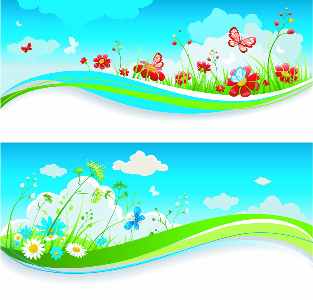 spring backgrounds colorful dynamic flora decor horizontal design