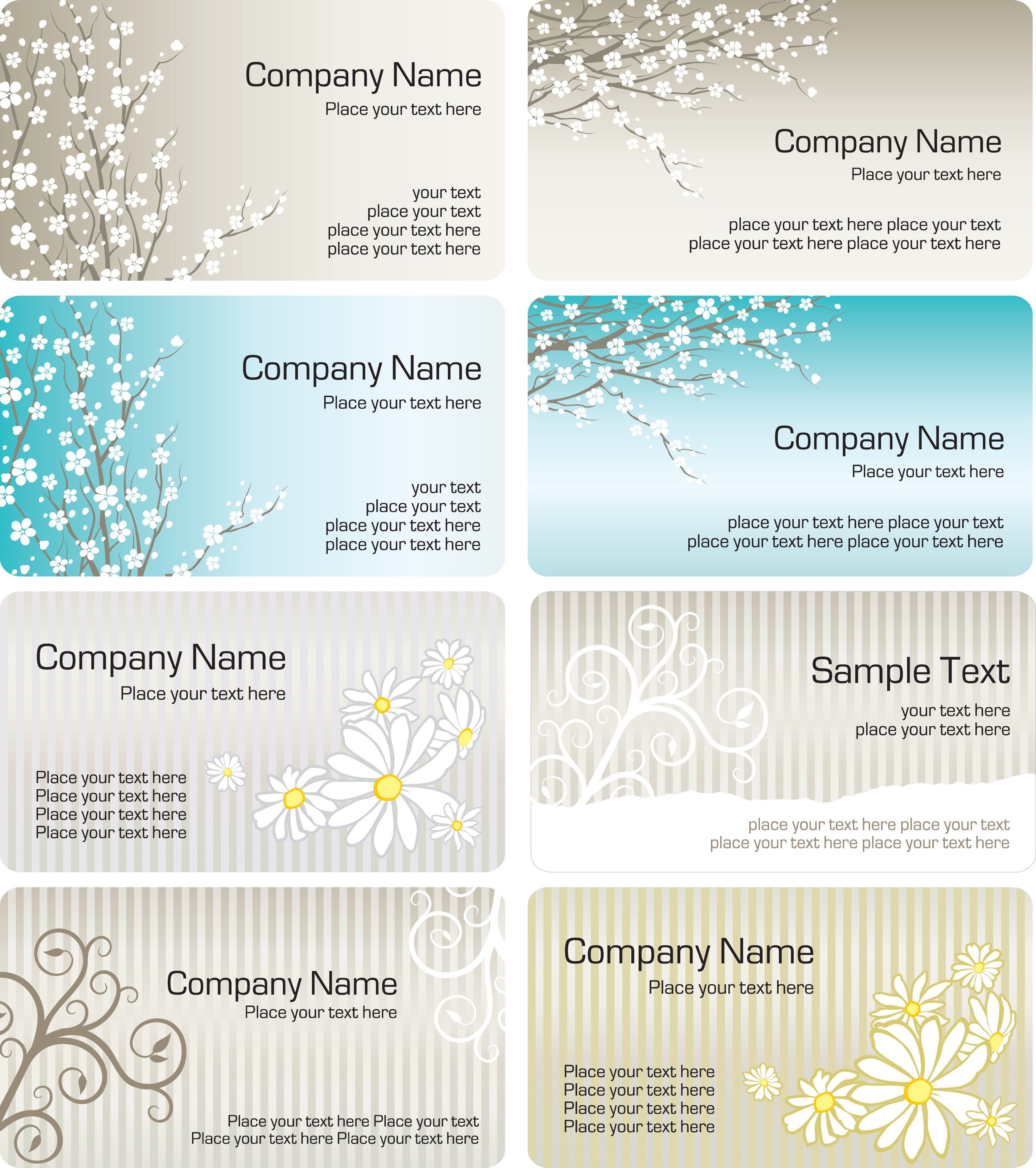 business card templates spring florals decor bright classic