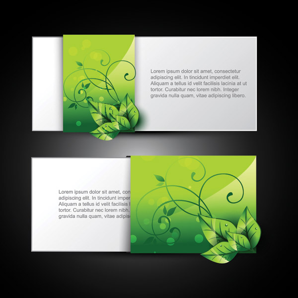 card templates modern shiny green leaves decor