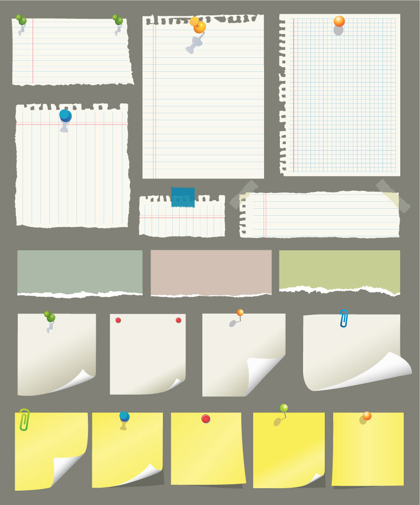 sticker notes icons colored blank design ragged curled