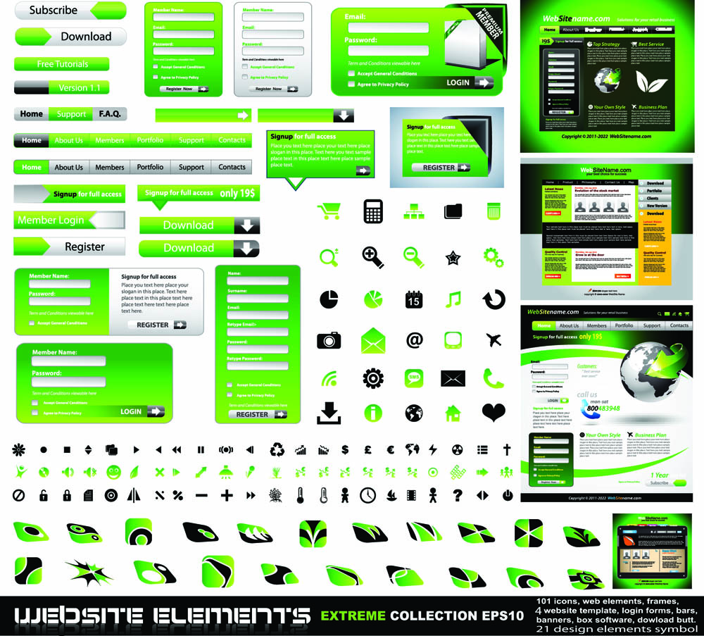 web design elements modern elegant green black decor