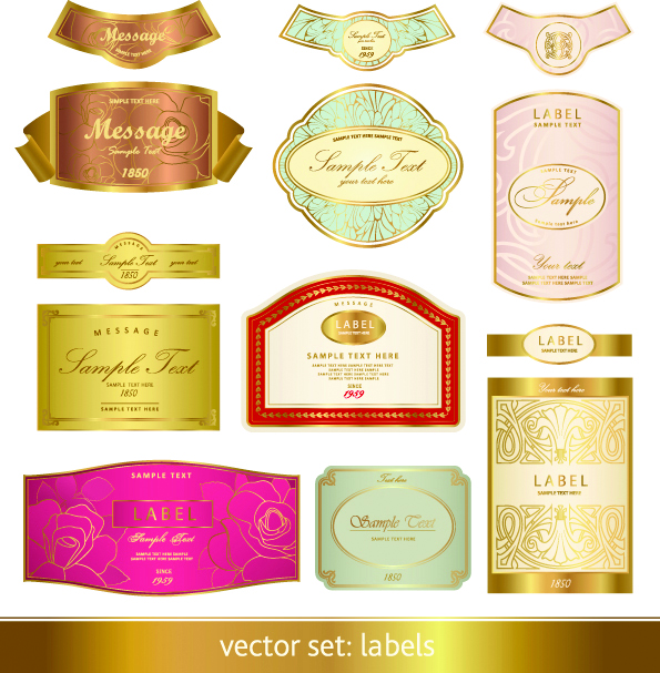 bottle labels templates shiny gorgeous luxury colorful decor