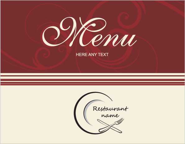 menu cover template elegant decor flat handdrawn dishwares