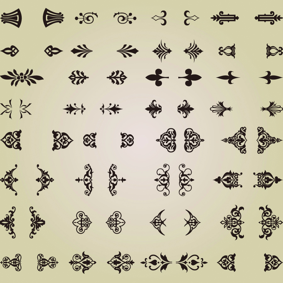 documents decorative elements collection classic elegant symmetric shapes