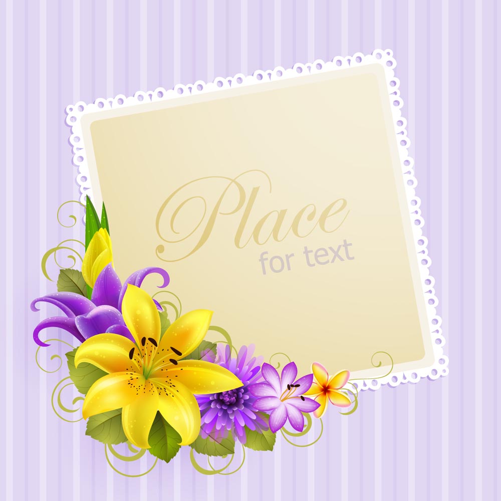 decorative card template colorful botany corner ornament