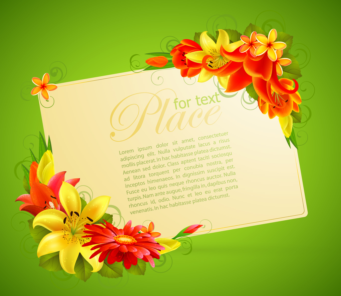 flowers card template colorful modern corner decor