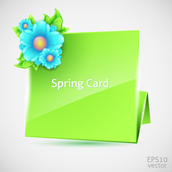 spring card template 3d green blank flowers decor