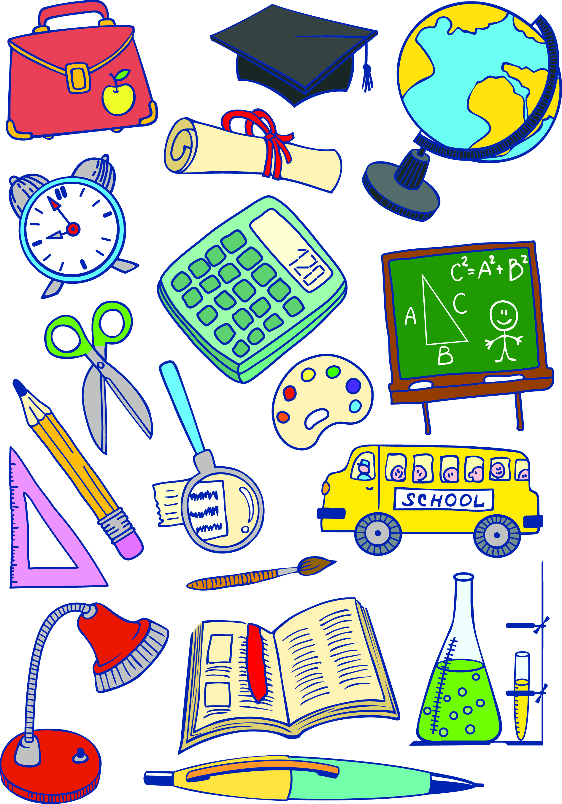 education design elements colorful handdrawn tools sketch