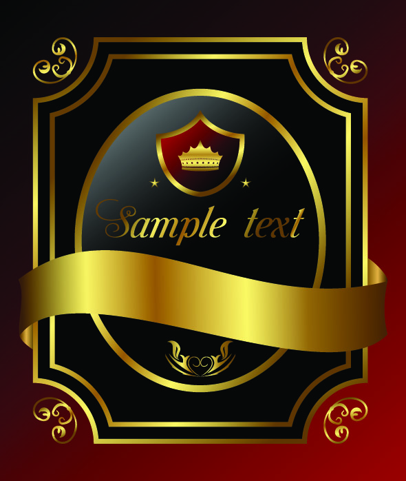 royal label template luxury golden crown ribbon decor