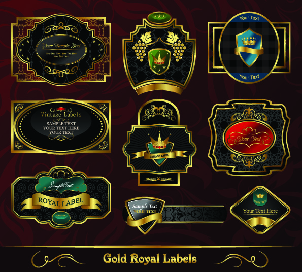 royal labels templates luxury elegant dark decor