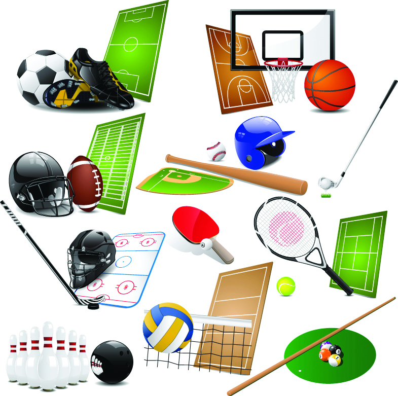 balls sports design elements colorful modern 3d sketch