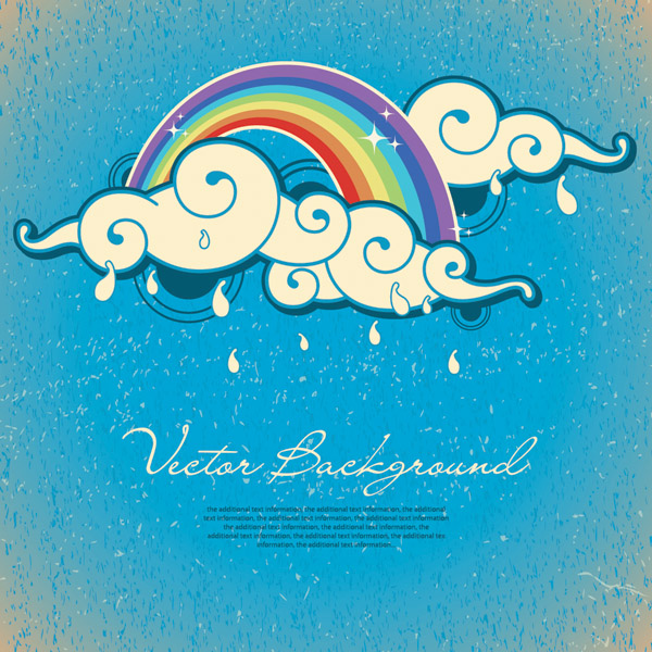 sky background cloud rainbow sketch classical flat design