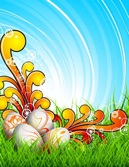 easter background bright colorful modern eggs grass decor