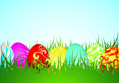 easter background colorful modern eggs grass decor