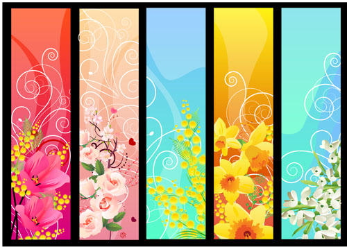 flora background templates bright colorful blooming sketch