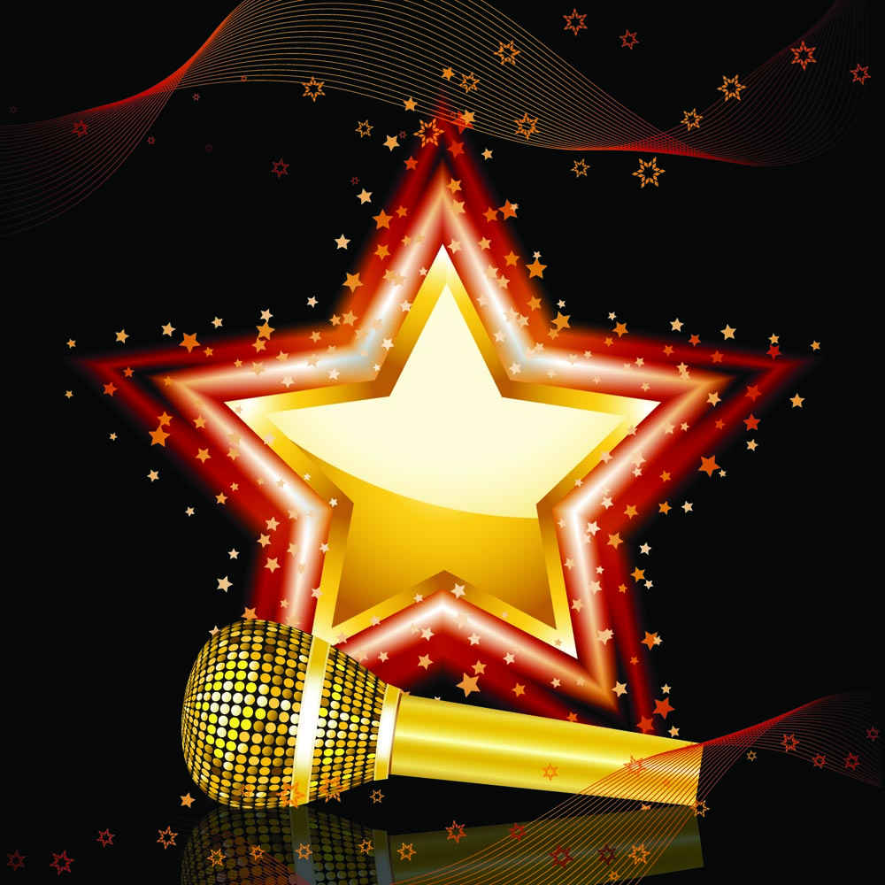 music background shiny modern sparkling star microphone decor