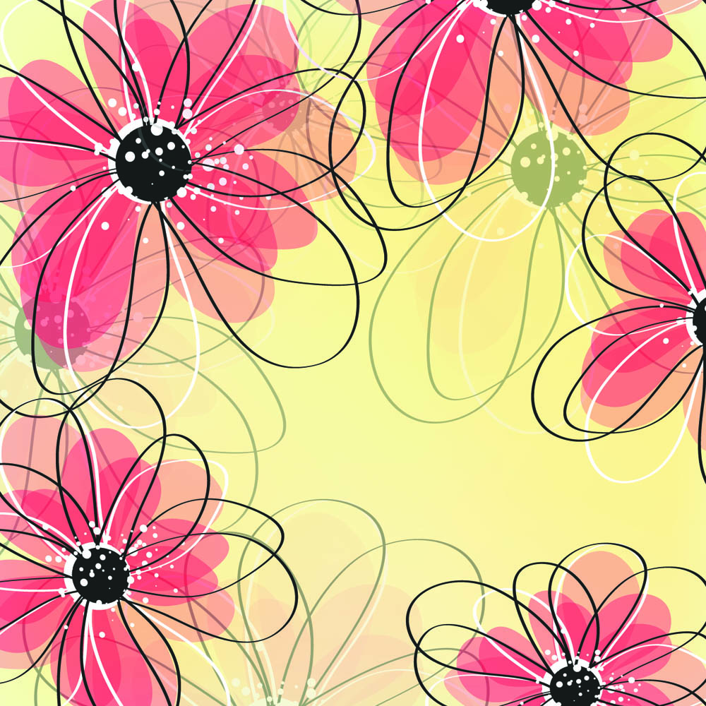 floral pattern template colored flat blurred handdrawn design