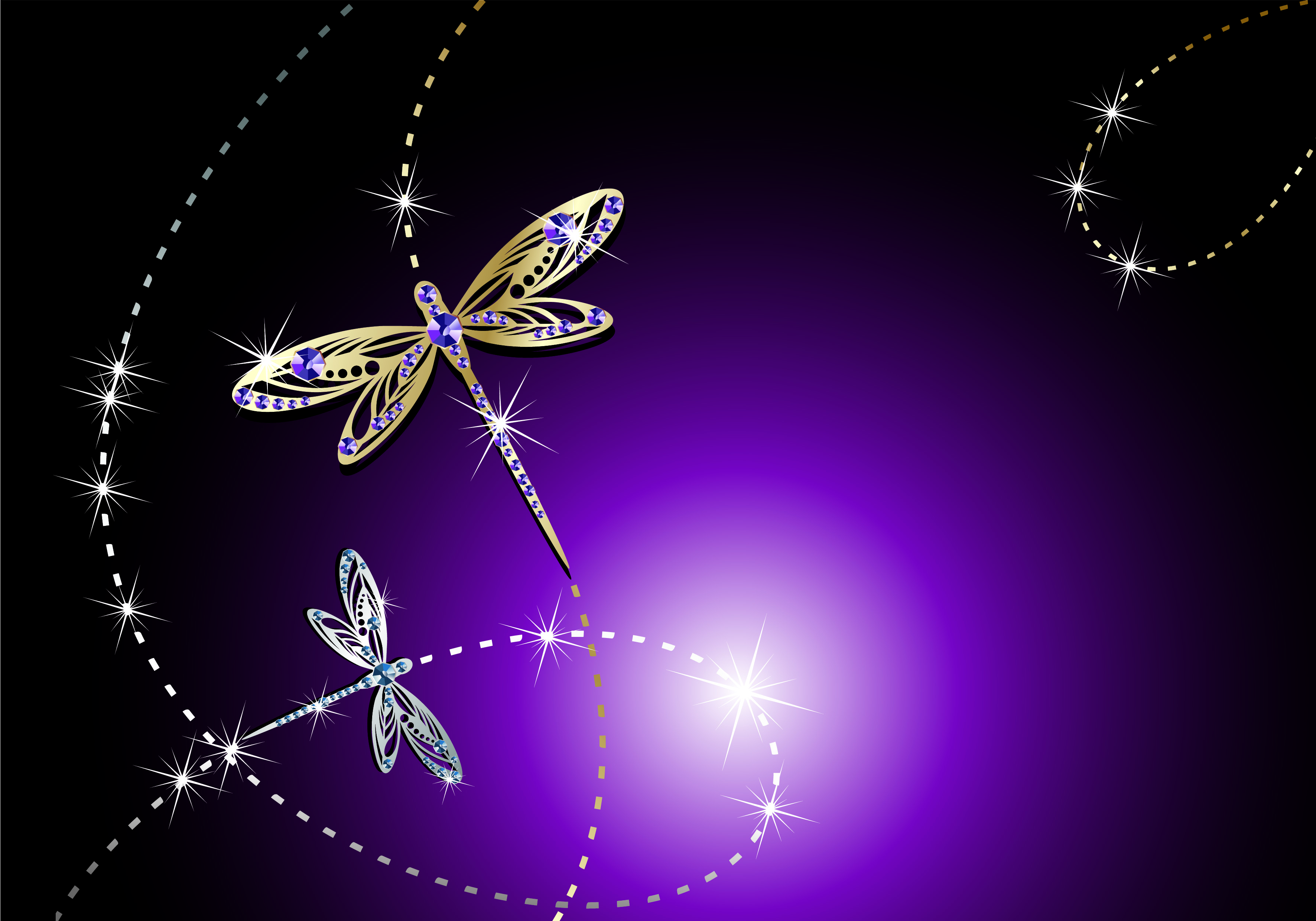 gems advertising backgrounds dragonfly puzzles decor 3d design