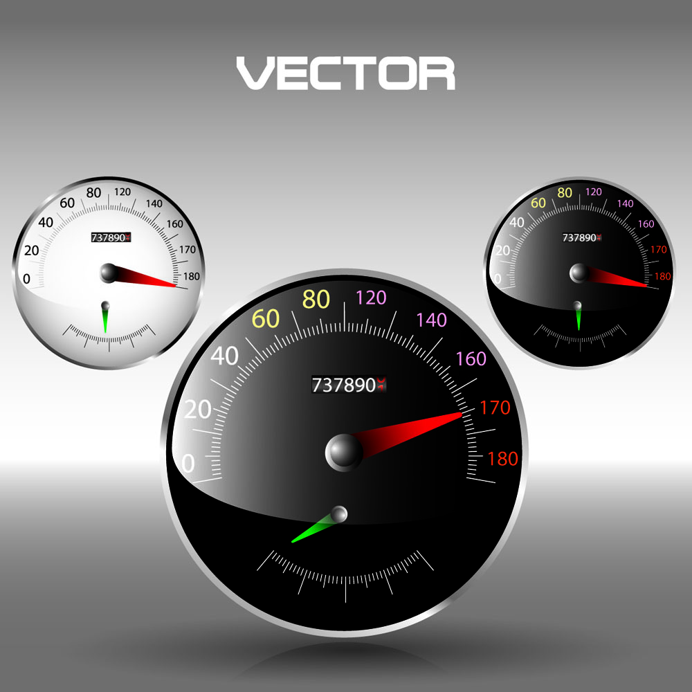 speedometer icons shiny modern flat black white decor