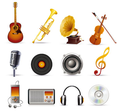 music icons modern 3d sketch