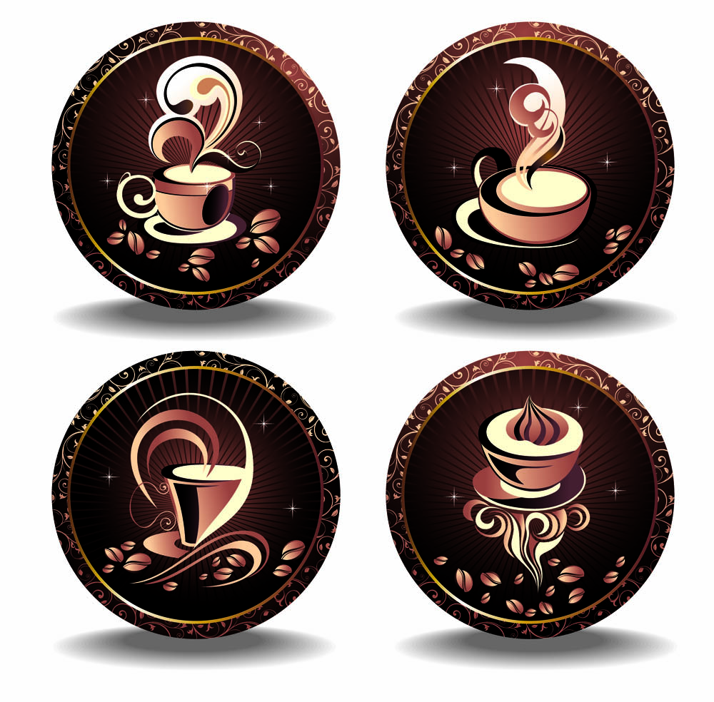 coffee labels templates elegant brown dynamic decor