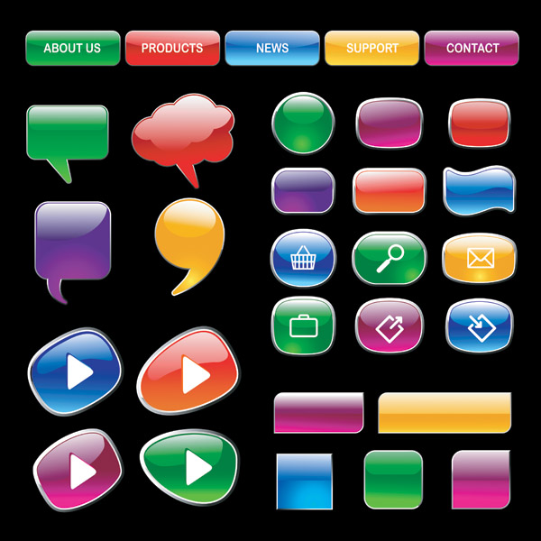 web buttons templates shiny modern colorful shapes