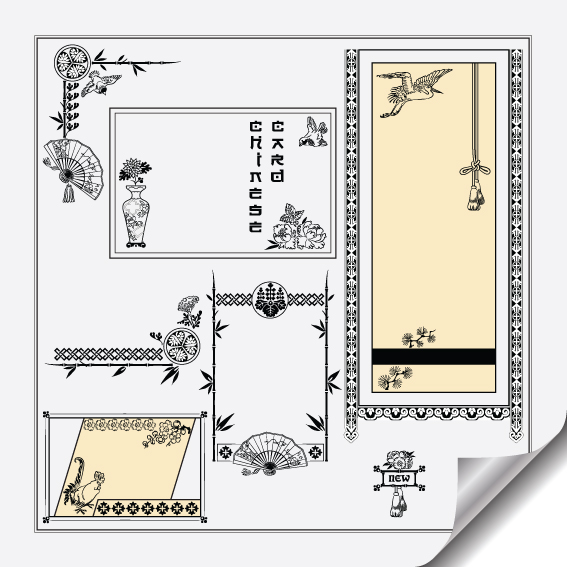 card decorative elements retro oriental sketch