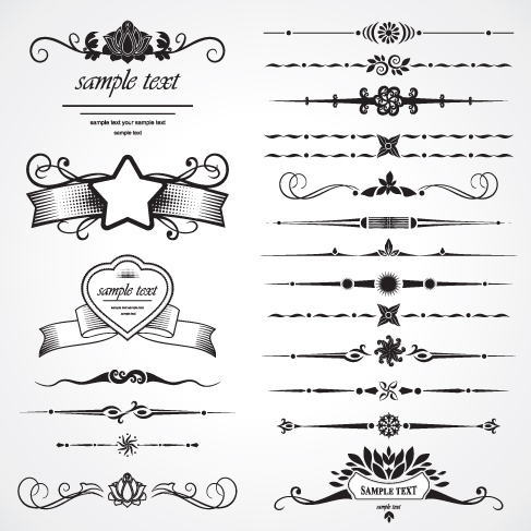 card decorative elements black white elegant symmetric shapes