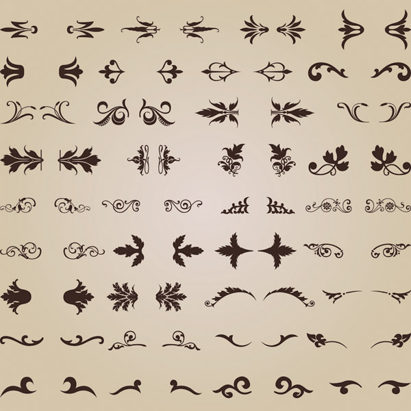 document decorative elements collection european vintage symmetric shapes