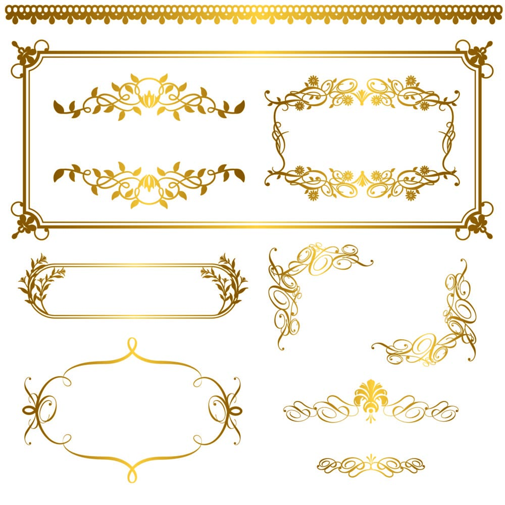 document decorative elements shiny golden classic symmetric curves