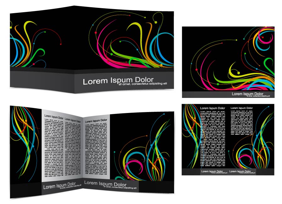 brochure templates elegant dark design colorful curves decor